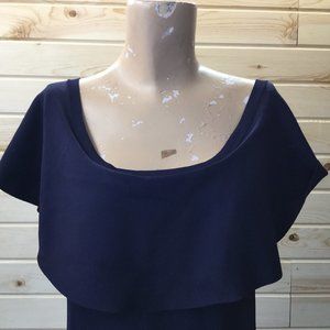 Eliza J Navy Midi Dress Off Shoulder L